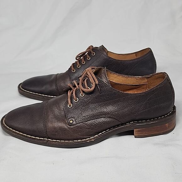 COLE HAAN CANTON CAPTOE PEBBLED LEATHER BROWN ELEGANT OXFORD LEATHER MEN 10M GUC main image 16